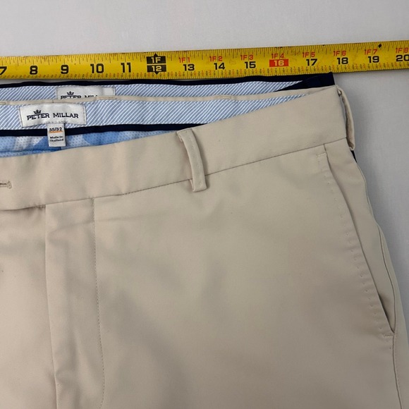 Peter Millar Pants Mens 35 Tan/Navy Performance Stretch Golf Chino Lot of 2
